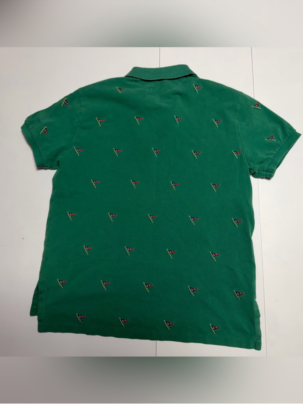 Polo Ralph Lauren Green Pique Polo with Embroidered Nautical Flags - Picture 4 of 9